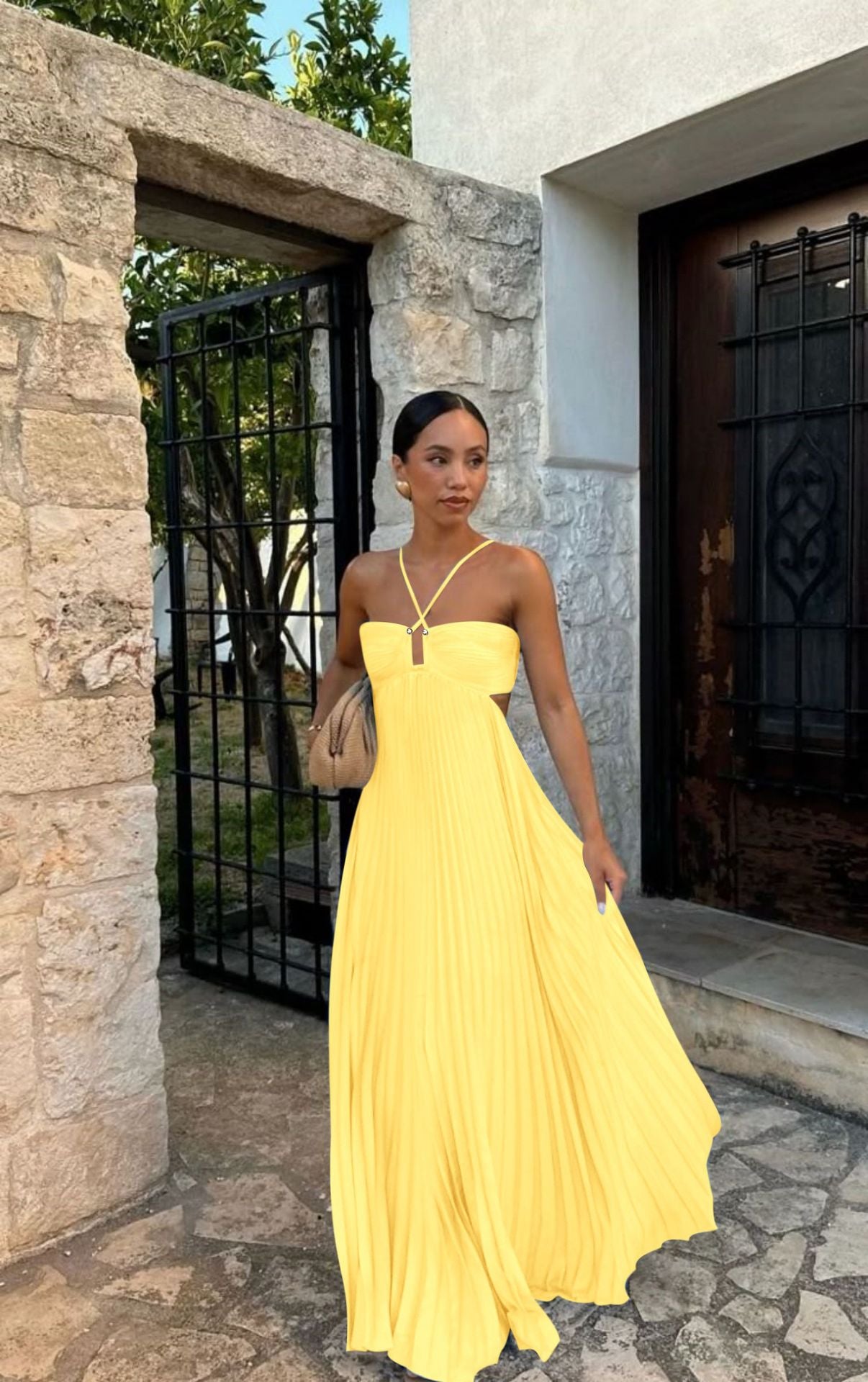 Robe Halter Plissée Sérénité