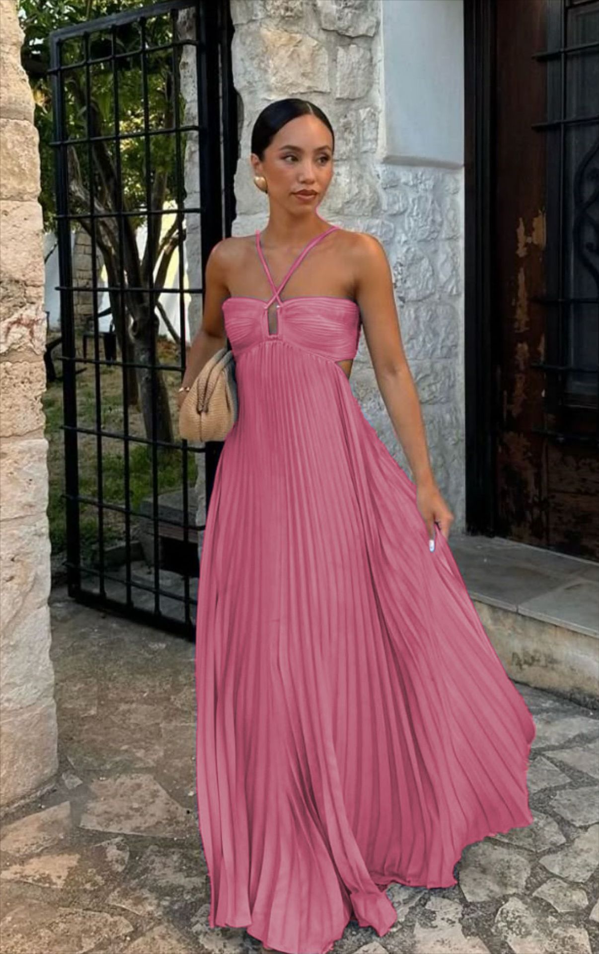 Robe Halter Plissée Sérénité